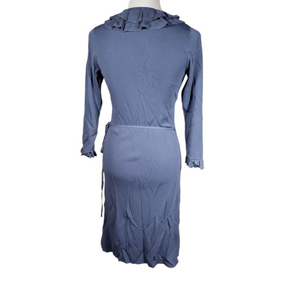 Max Studio Women's size Small Blue Rayon Nylon Knit Wrap Around Dress - Picture 7 of 10